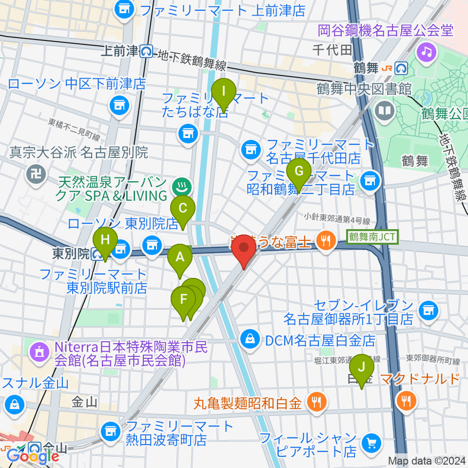 スタジオべティックス鶴舞店周辺のホテル一覧地図