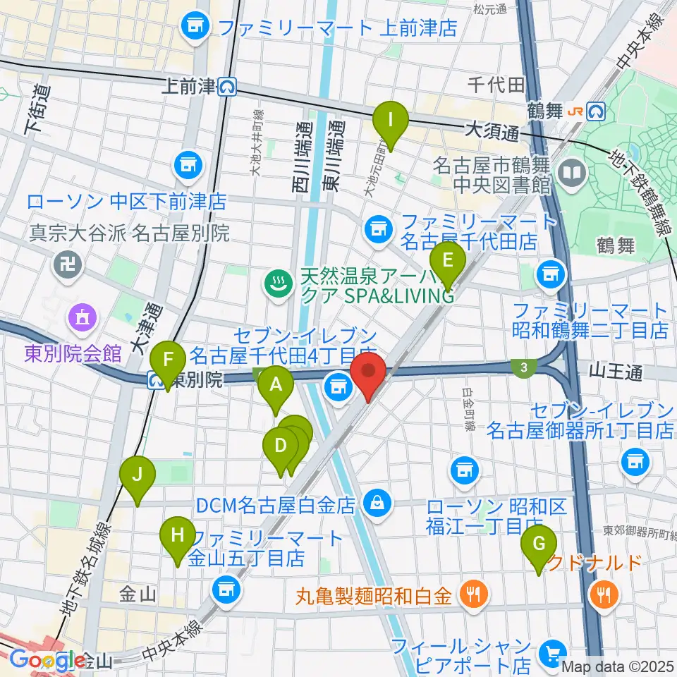 スタジオべティックス鶴舞店周辺のホテル一覧地図