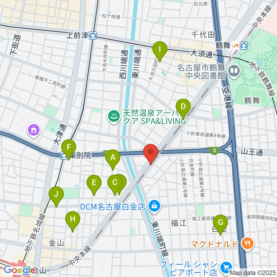 スタジオべティックス鶴舞店周辺のホテル一覧地図