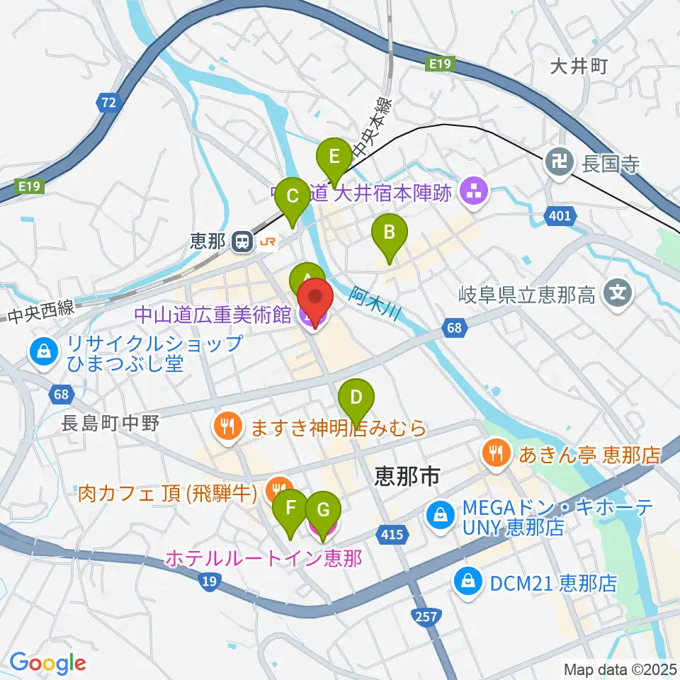 中山道広重美術館周辺のホテル一覧地図