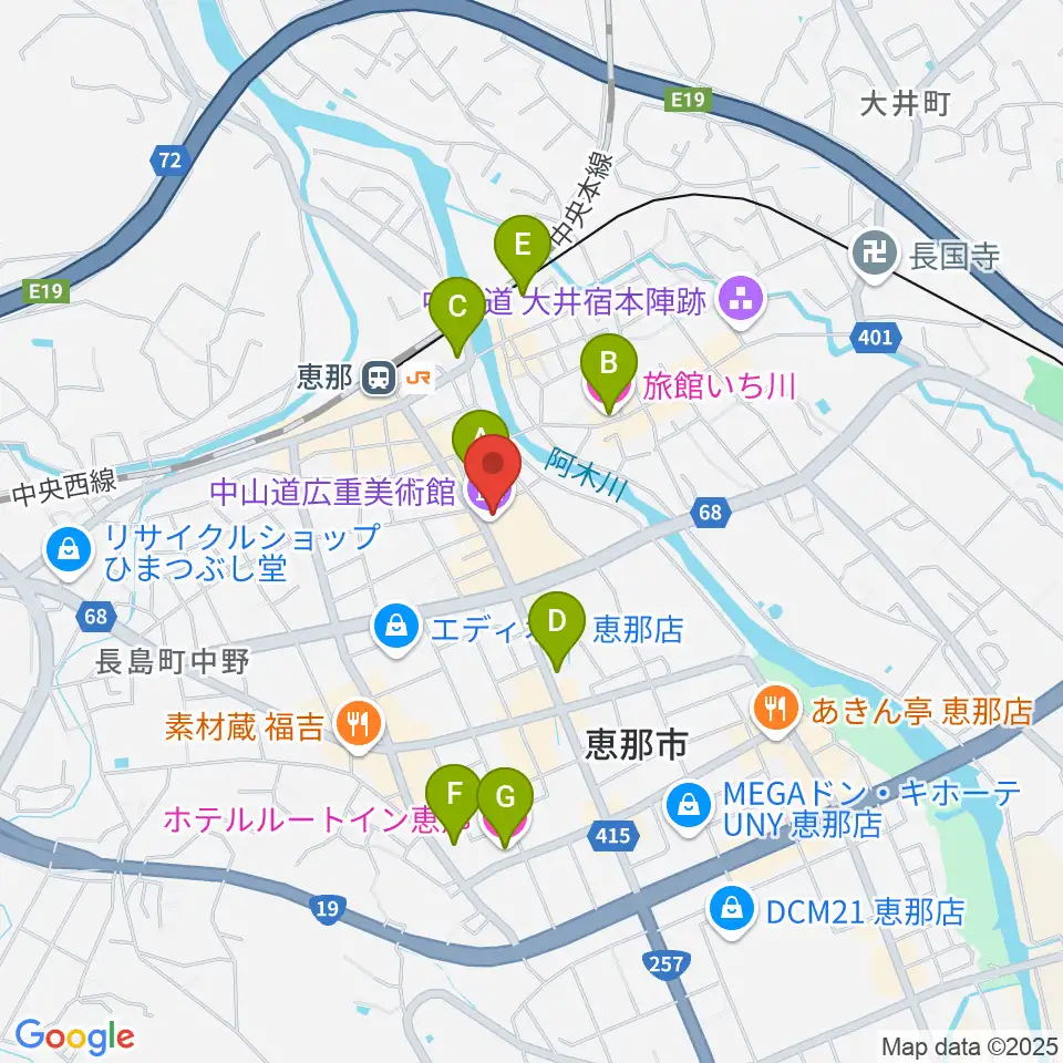 中山道広重美術館周辺のホテル一覧地図
