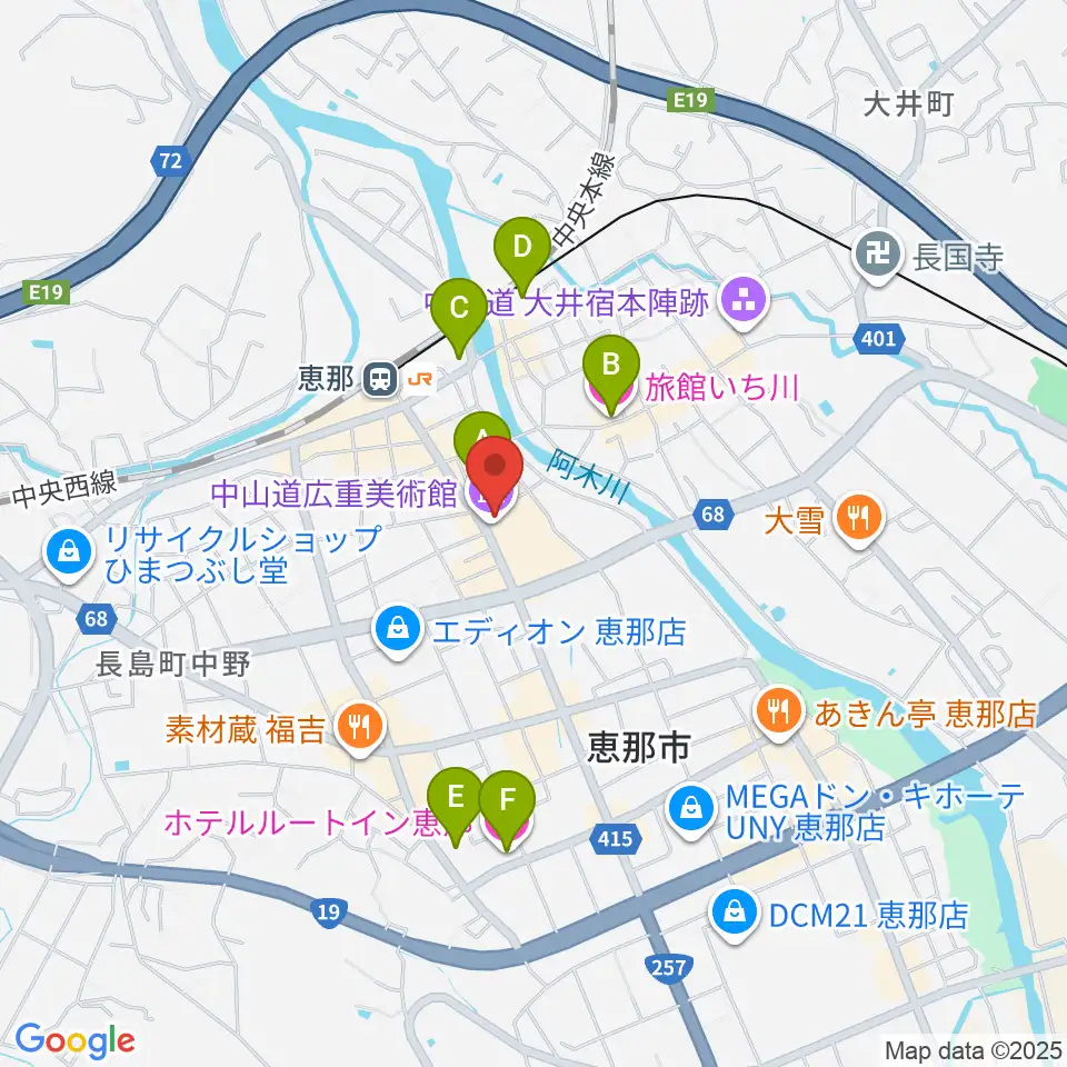 中山道広重美術館周辺のホテル一覧地図