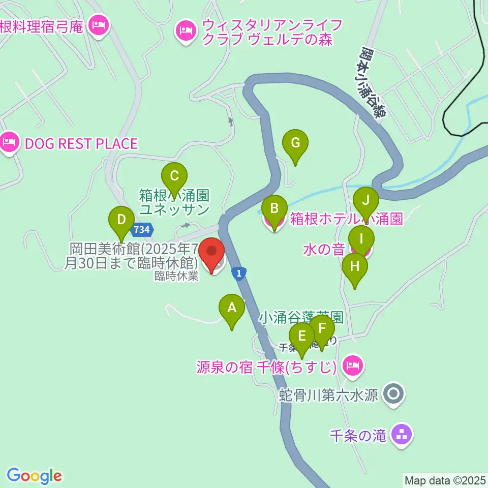 岡田美術館周辺のホテル一覧地図