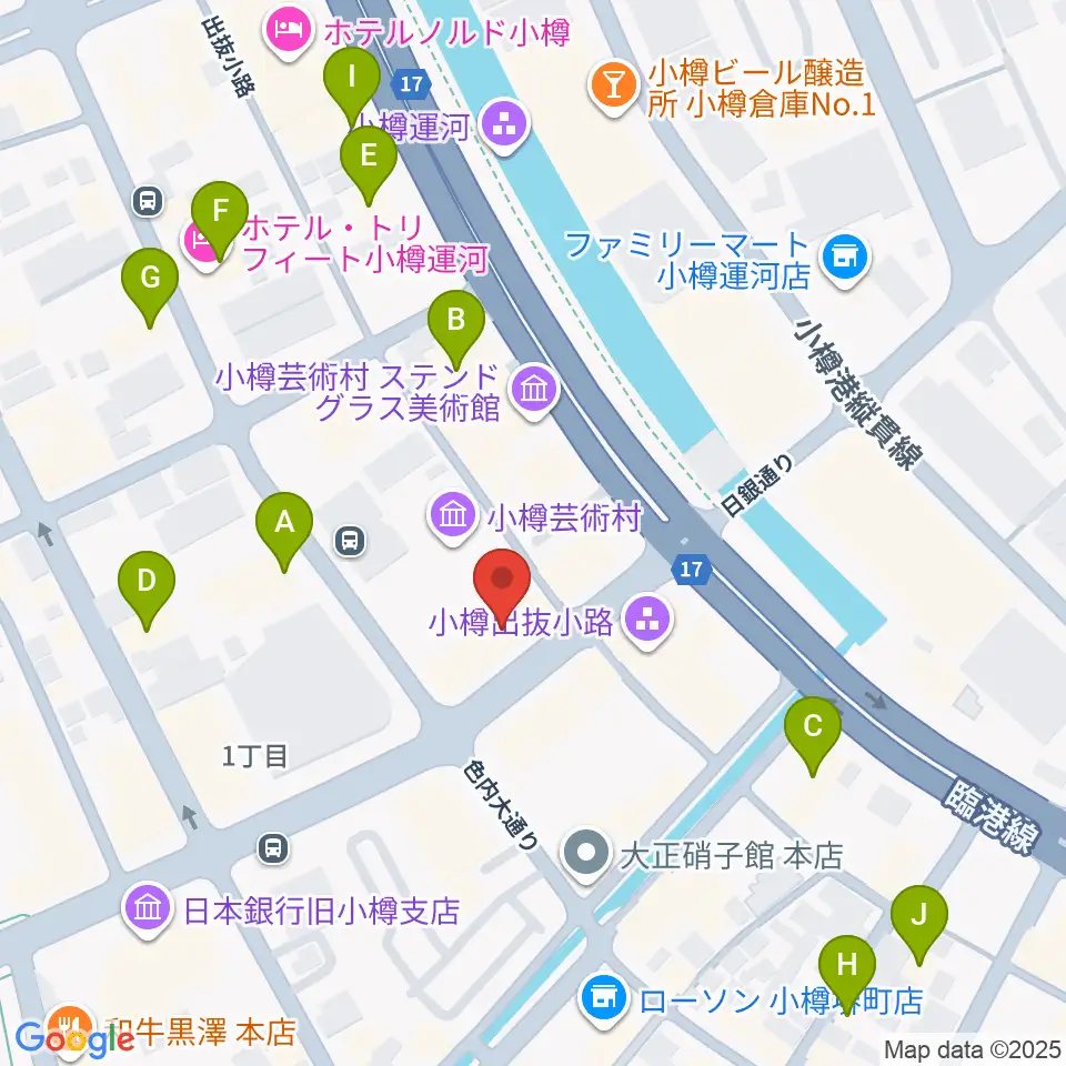 小樽芸術村 似鳥美術館周辺のホテル一覧地図