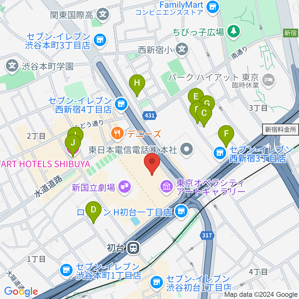 東京オペラシティアートギャラリー周辺のホテル一覧地図