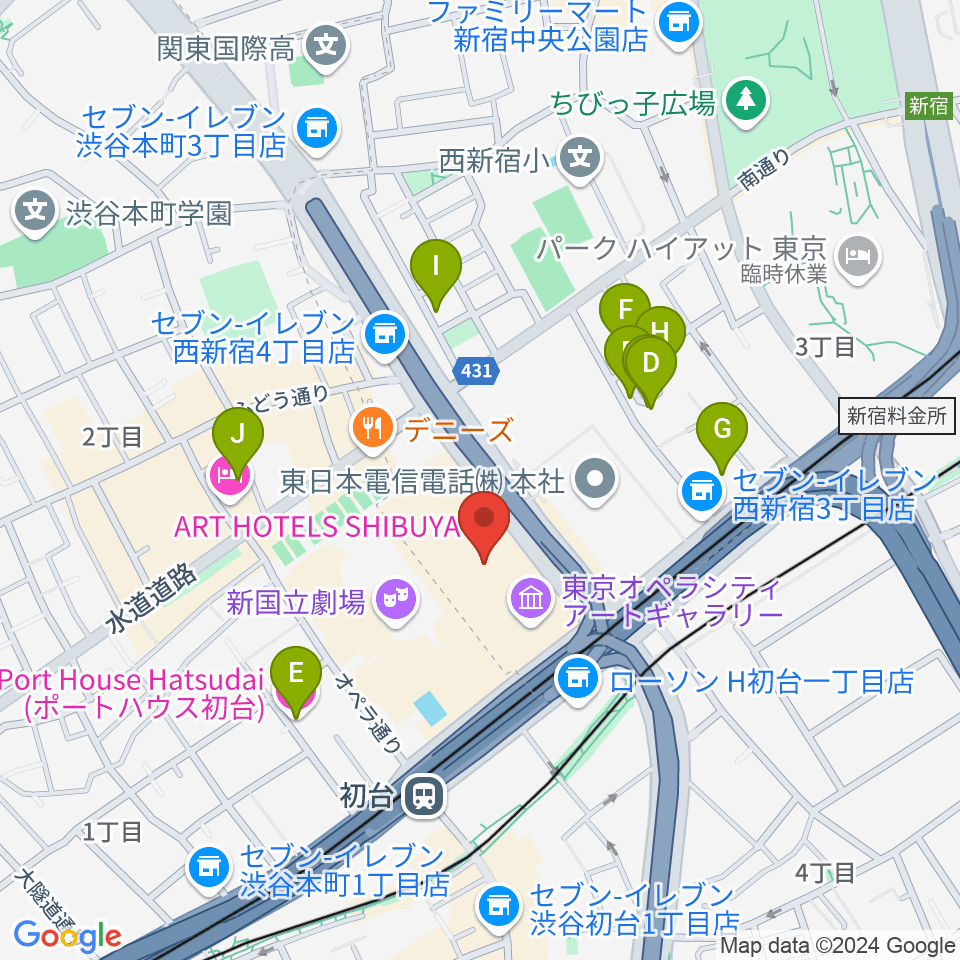 東京オペラシティアートギャラリー周辺のホテル一覧地図