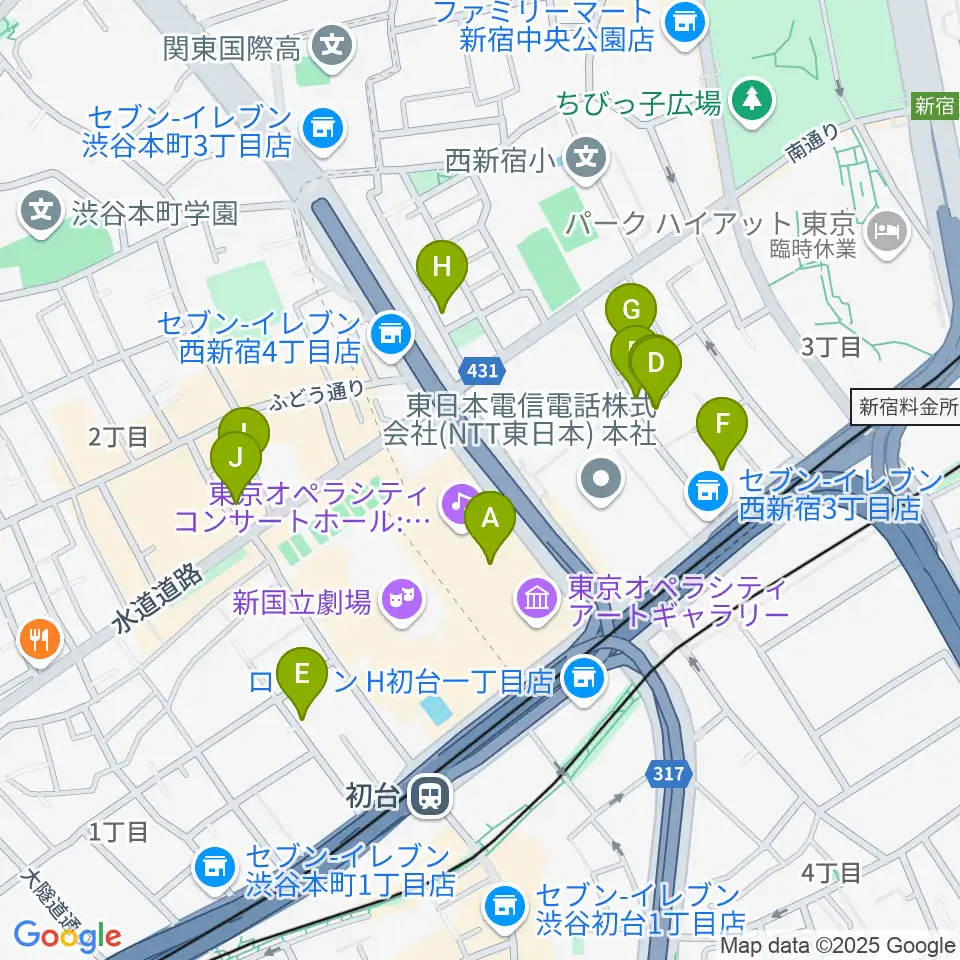 東京オペラシティアートギャラリー周辺のホテル一覧地図