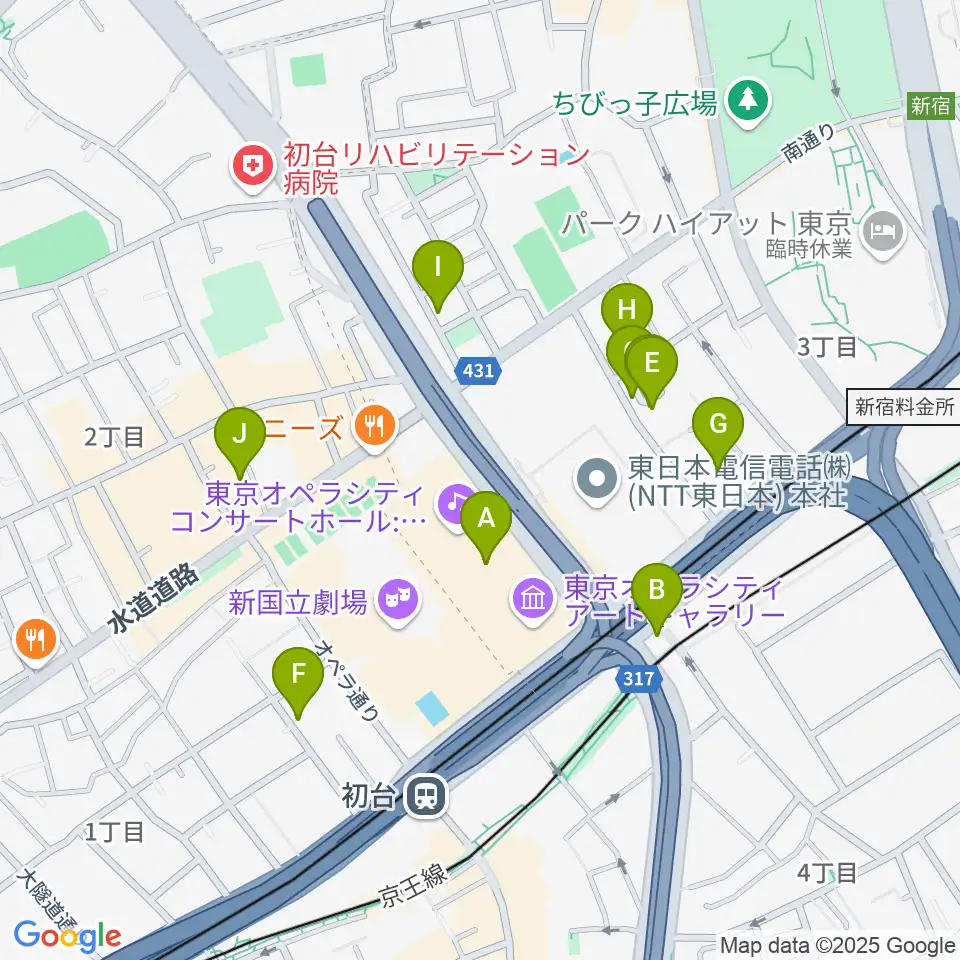 東京オペラシティアートギャラリー周辺のホテル一覧地図