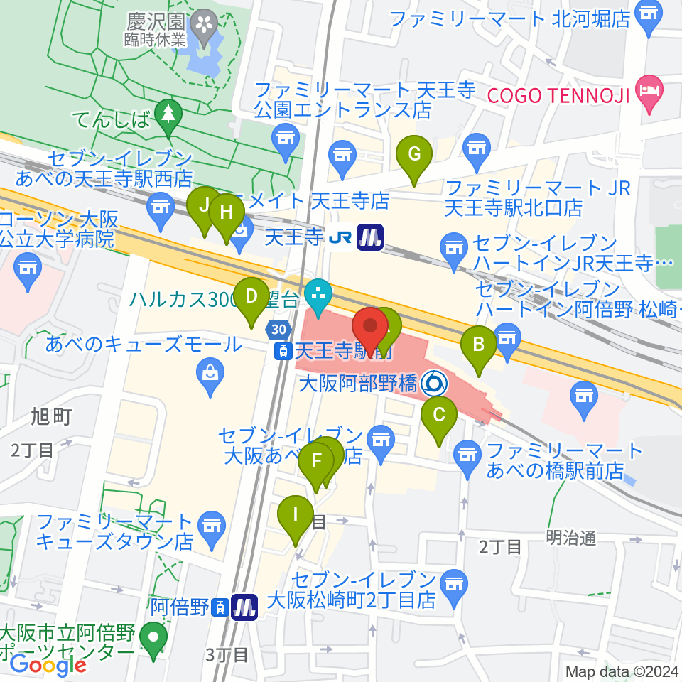 あべのハルカス美術館周辺のホテル一覧地図