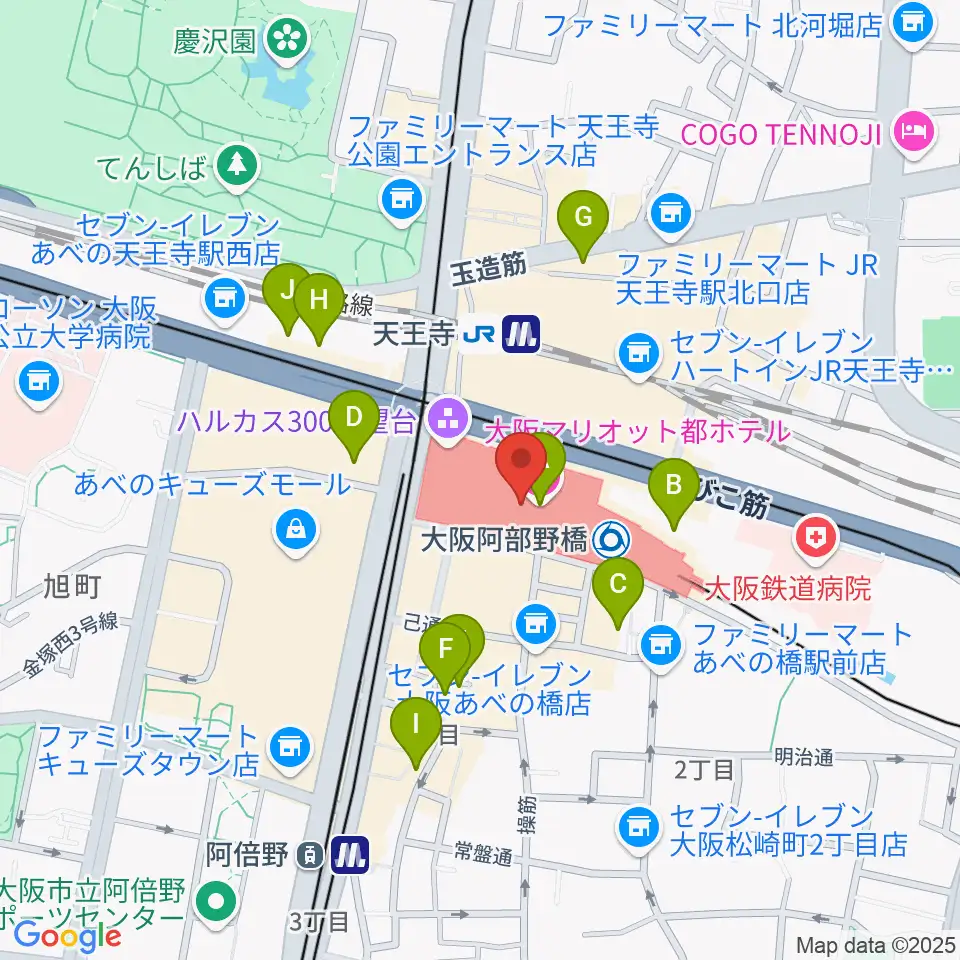 あべのハルカス美術館周辺のホテル一覧地図
