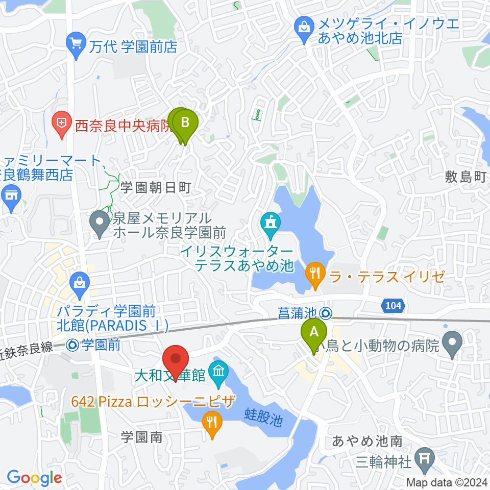 大和文華館周辺のホテル一覧地図