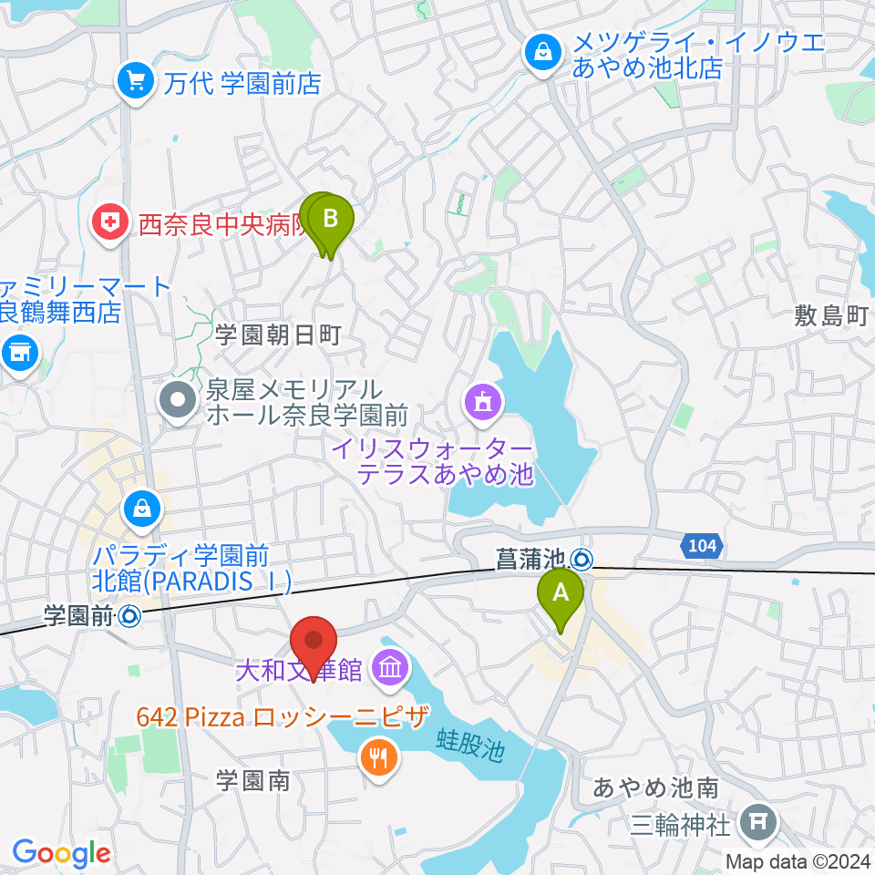 大和文華館周辺のホテル一覧地図