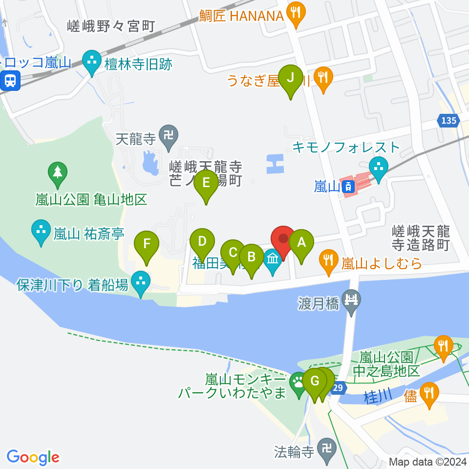 福田美術館周辺のホテル一覧地図