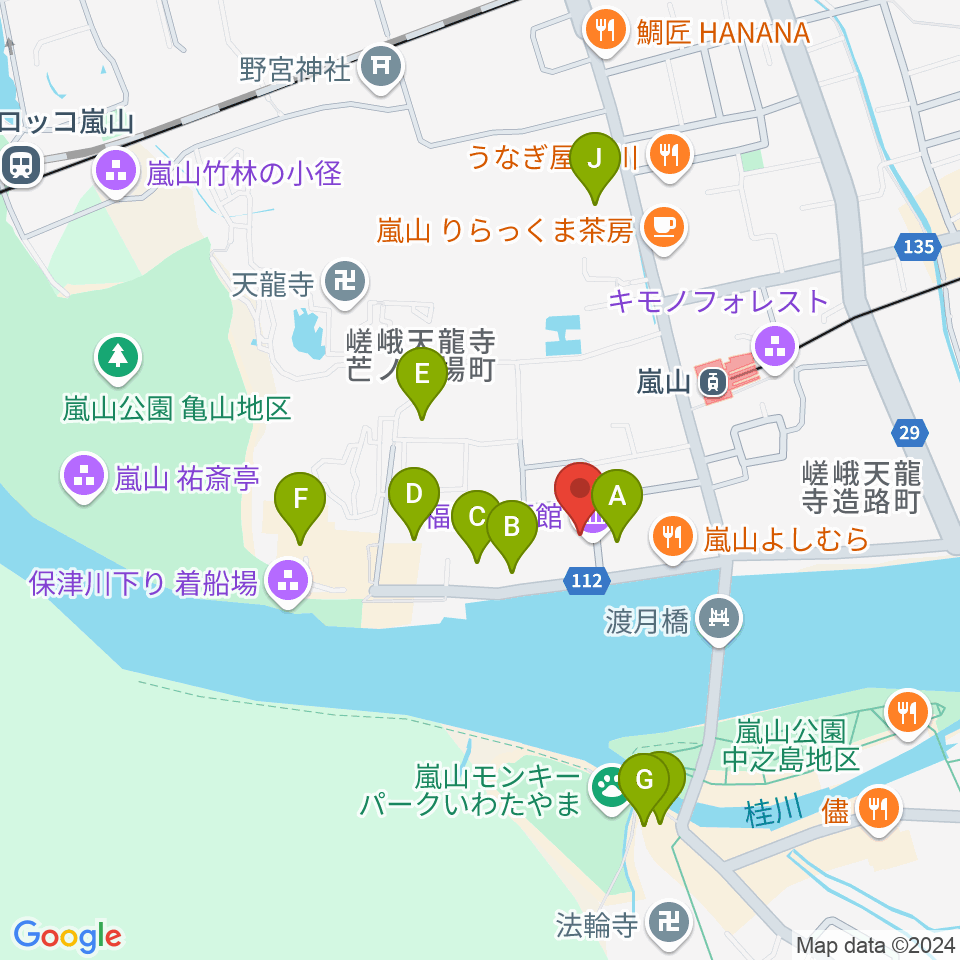 福田美術館周辺のホテル一覧地図