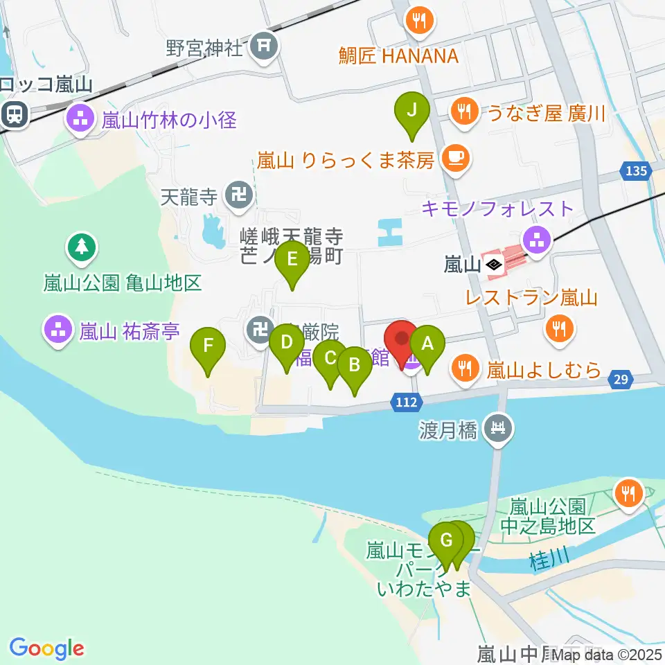 福田美術館周辺のホテル一覧地図