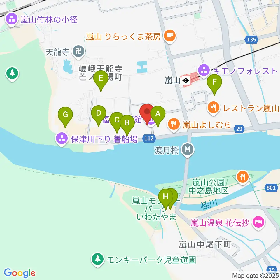 福田美術館周辺のホテル一覧地図
