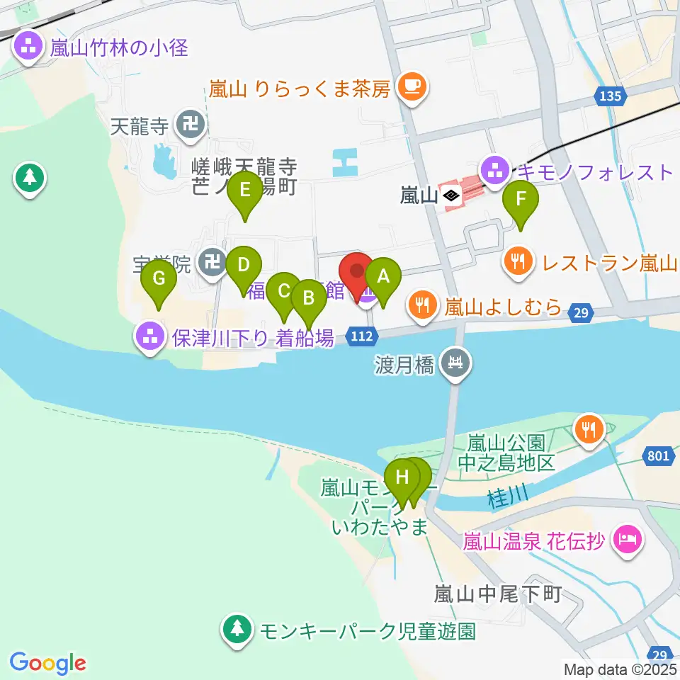 福田美術館周辺のホテル一覧地図