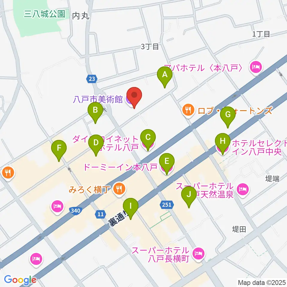 八戸市美術館周辺のホテル一覧地図