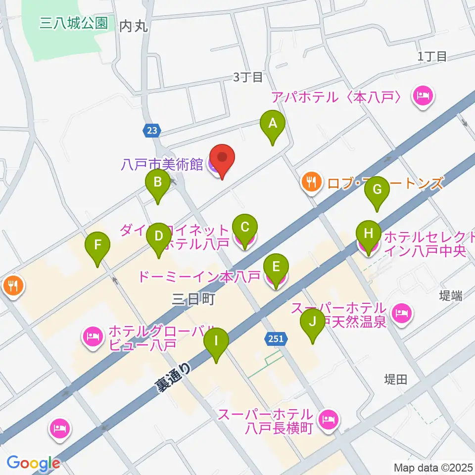 八戸市美術館周辺のホテル一覧地図
