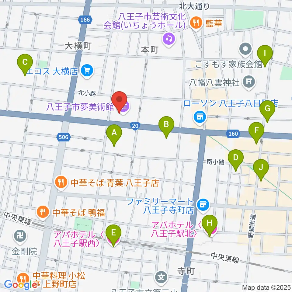 八王子市夢美術館周辺のホテル一覧地図