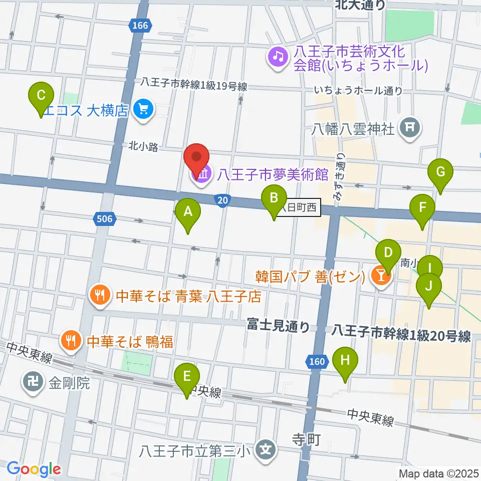 八王子市夢美術館周辺のホテル一覧地図