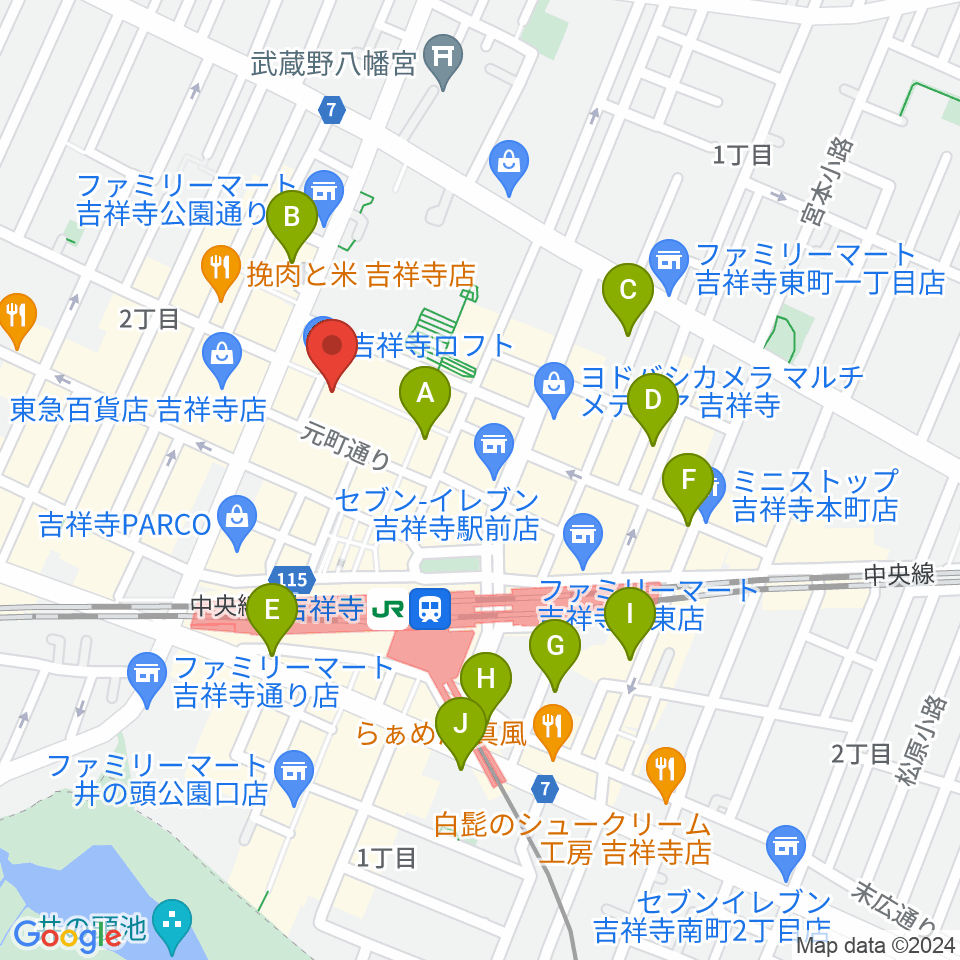 吉祥寺美術館周辺のホテル一覧地図