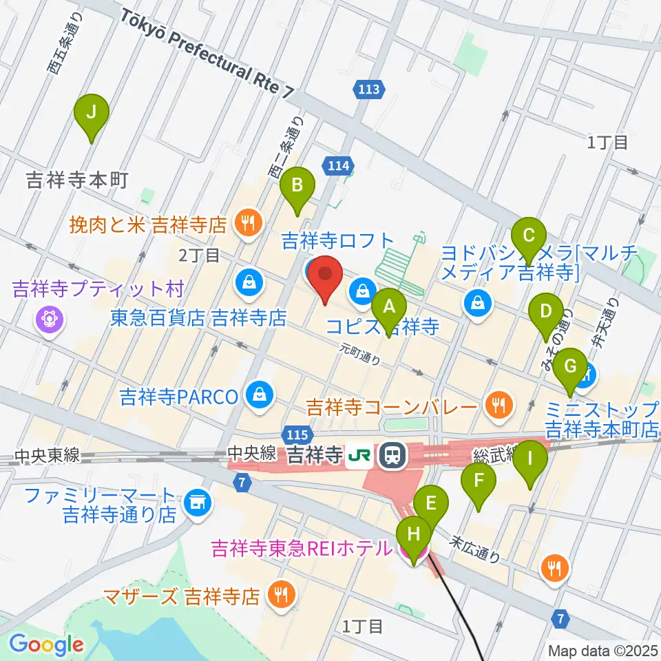 吉祥寺美術館周辺のホテル一覧地図