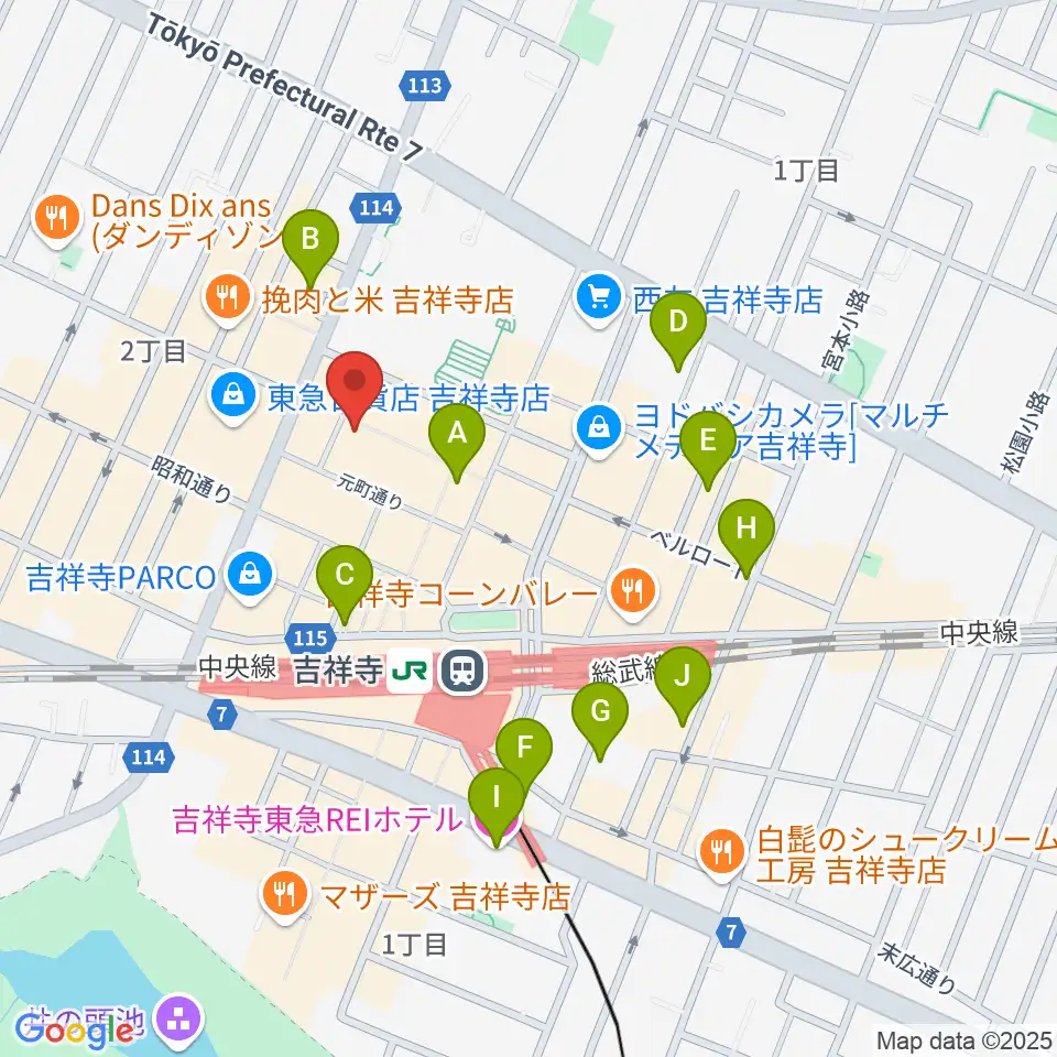 吉祥寺美術館周辺のホテル一覧地図