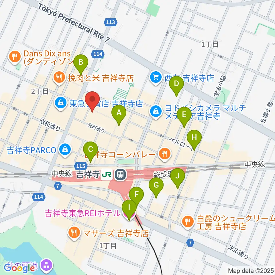 吉祥寺美術館周辺のホテル一覧地図