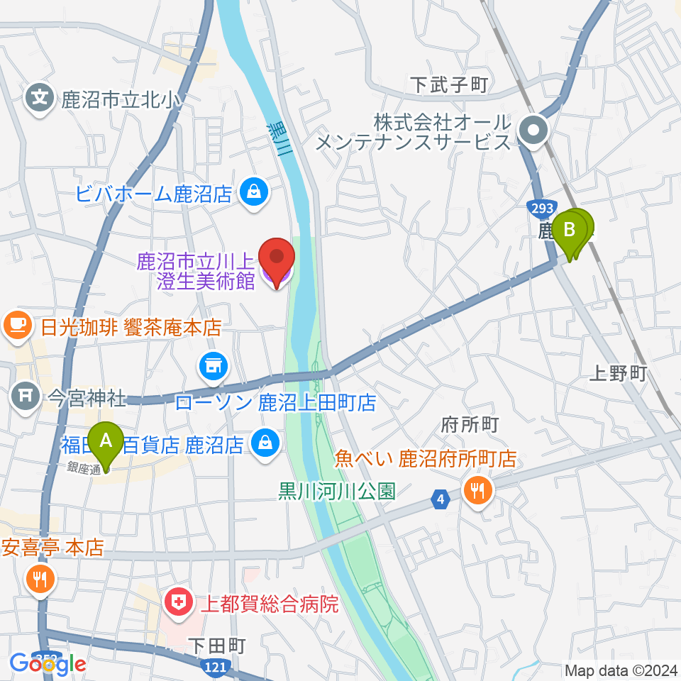 鹿沼市立川上澄生美術館周辺のホテル一覧地図