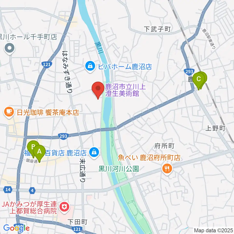 鹿沼市立川上澄生美術館周辺のホテル一覧地図