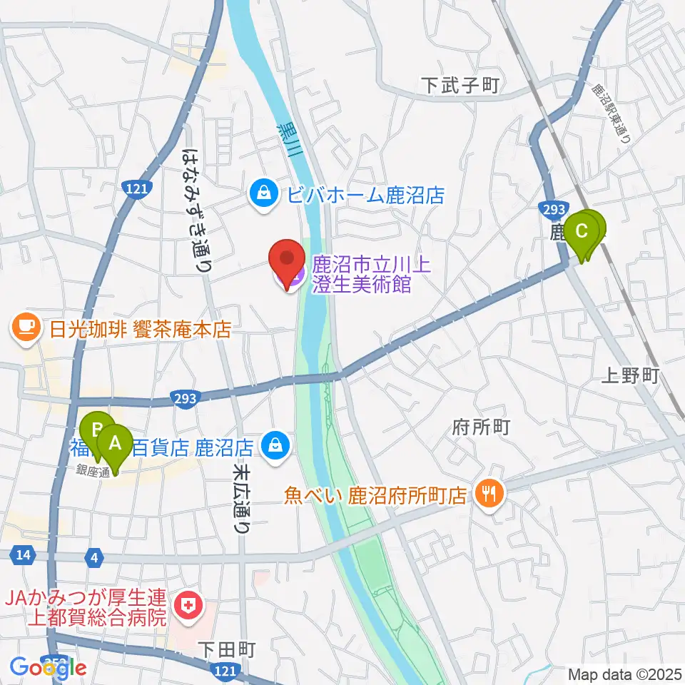 鹿沼市立川上澄生美術館周辺のホテル一覧地図