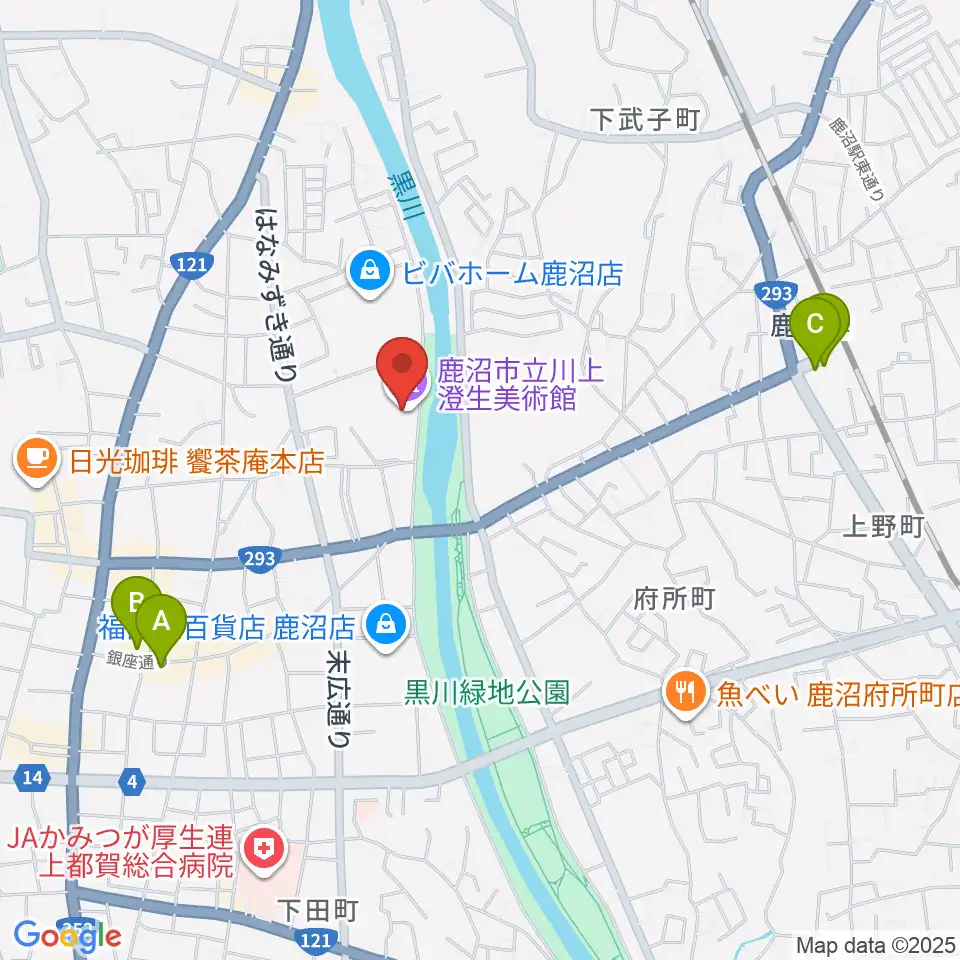 鹿沼市立川上澄生美術館周辺のホテル一覧地図