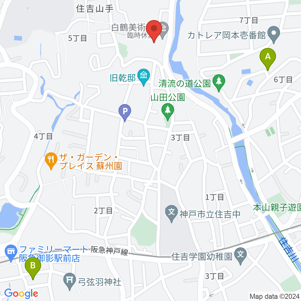 白鶴美術館周辺のホテル一覧地図