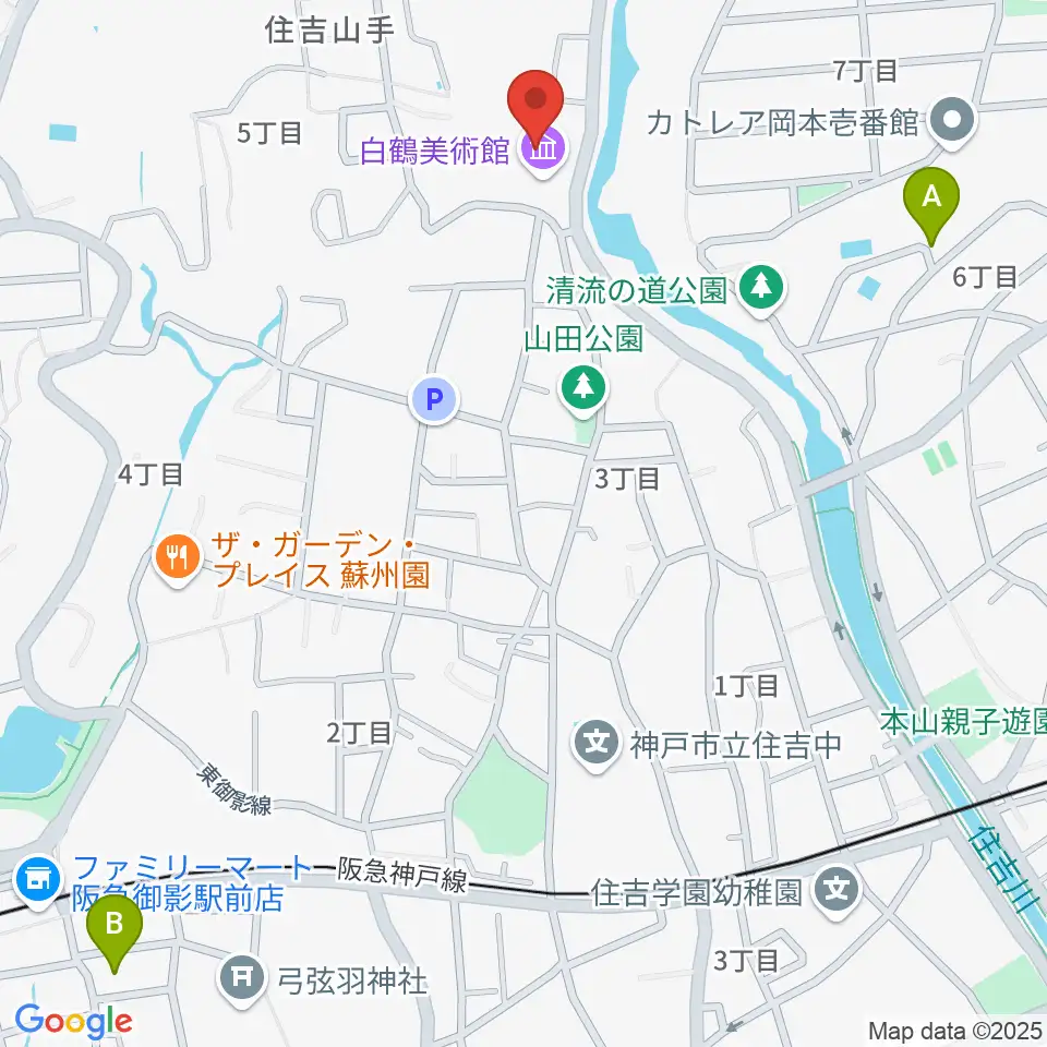 白鶴美術館周辺のホテル一覧地図