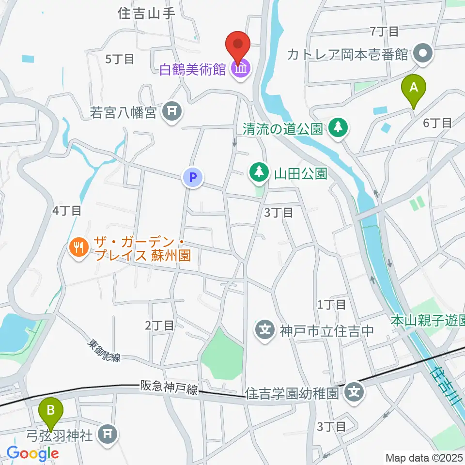白鶴美術館周辺のホテル一覧地図