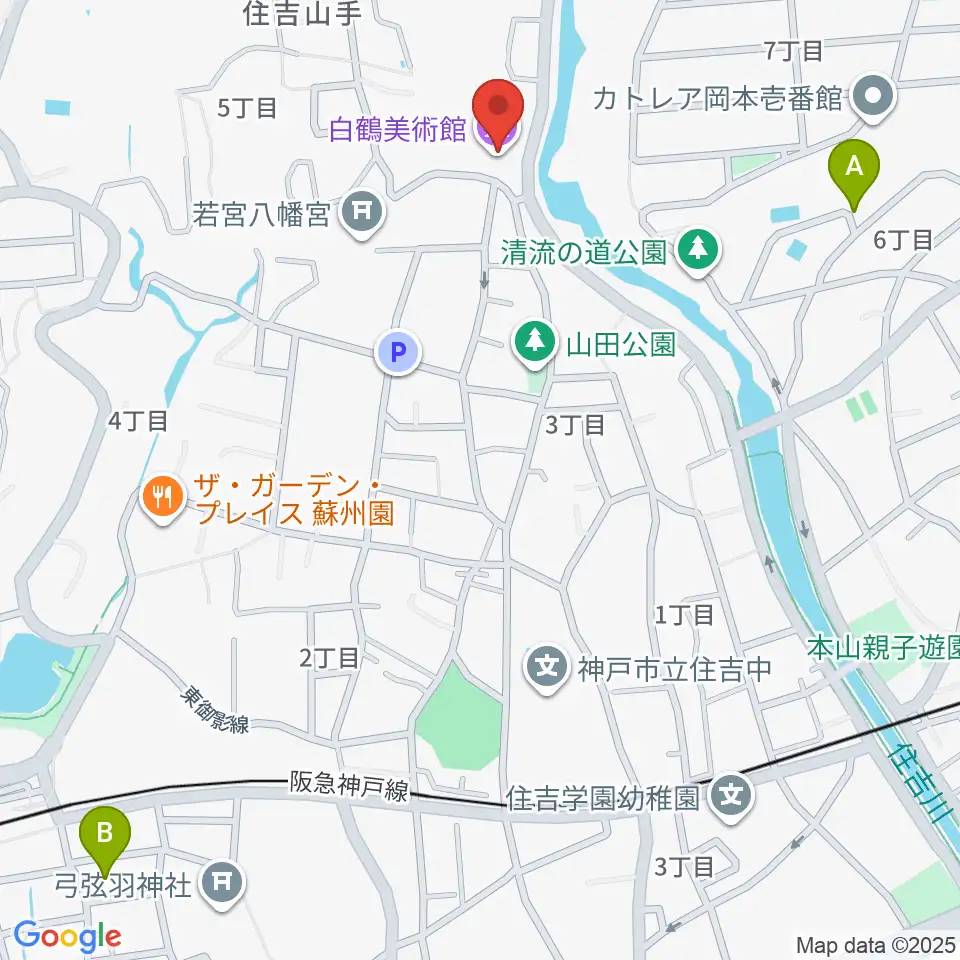 白鶴美術館周辺のホテル一覧地図