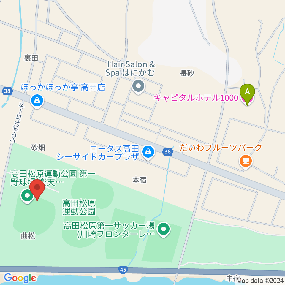 楽天イーグルス奇跡の一本松球場周辺のホテル一覧地図