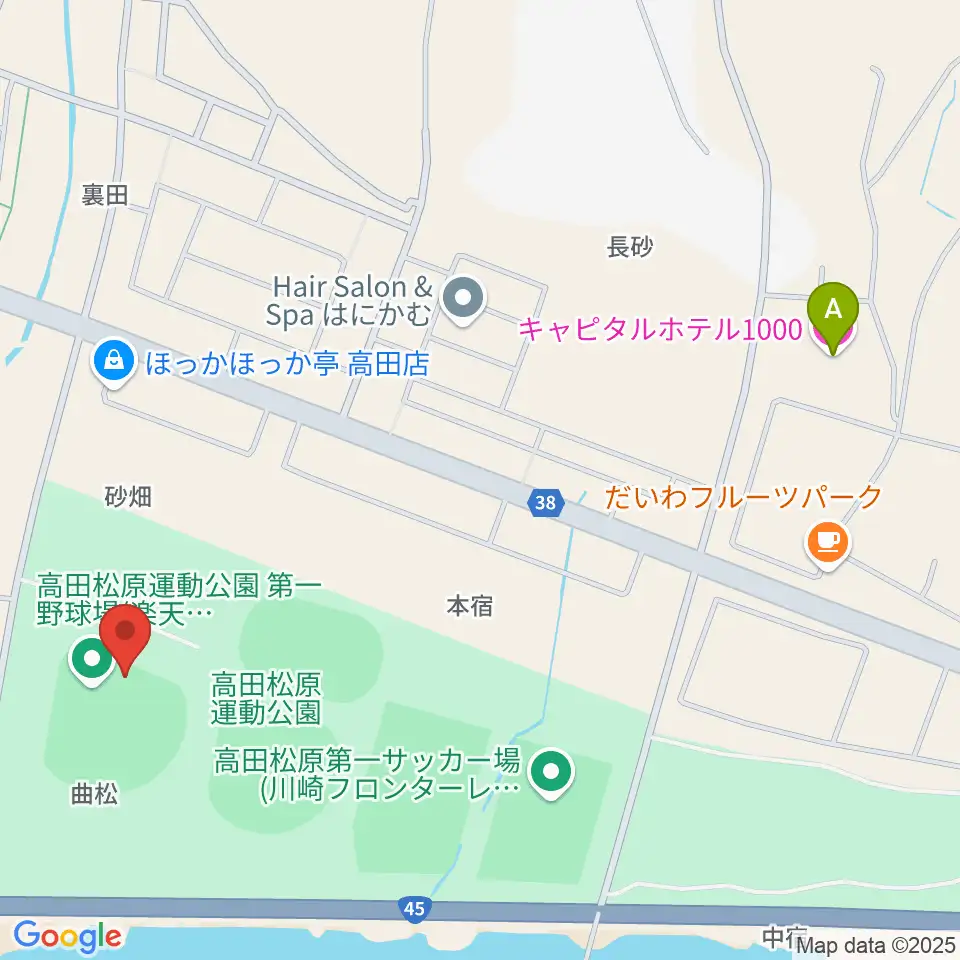 楽天イーグルス奇跡の一本松球場周辺のホテル一覧地図