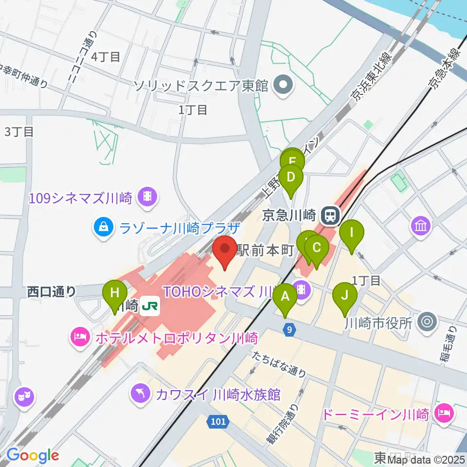 川崎浮世絵ギャラリー周辺のホテル一覧地図