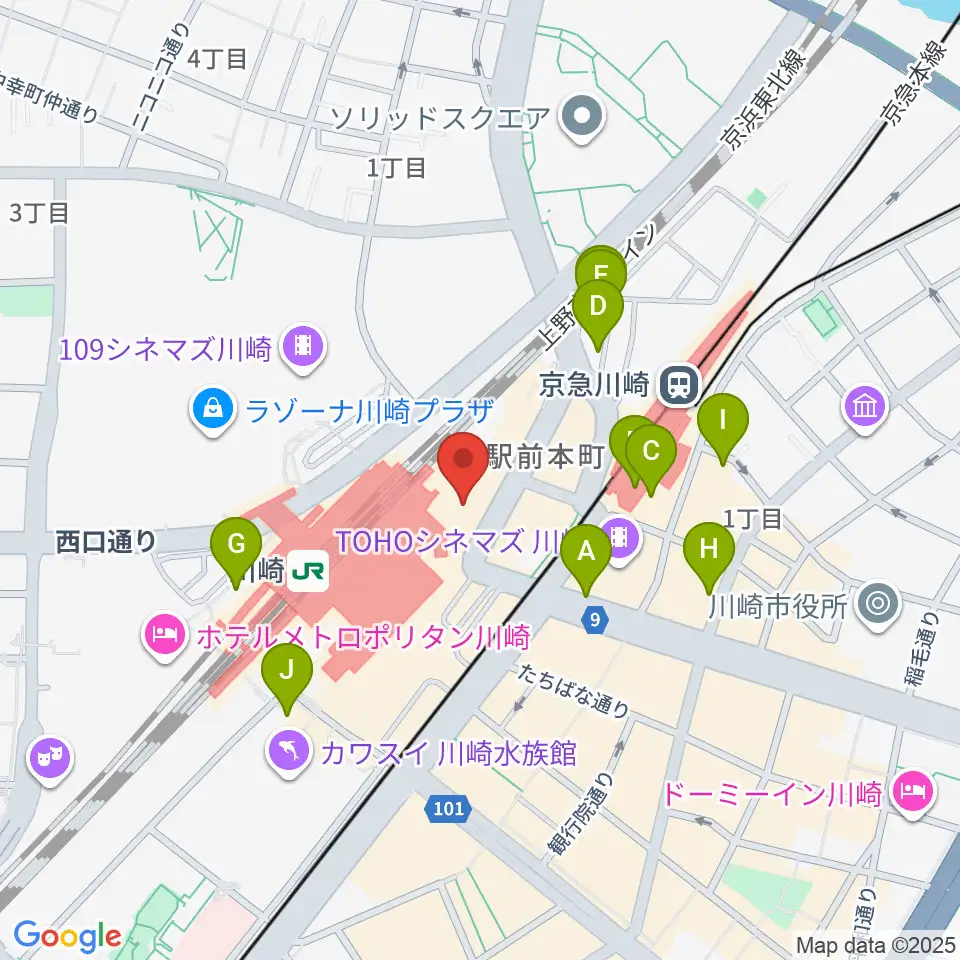 川崎浮世絵ギャラリー周辺のホテル一覧地図