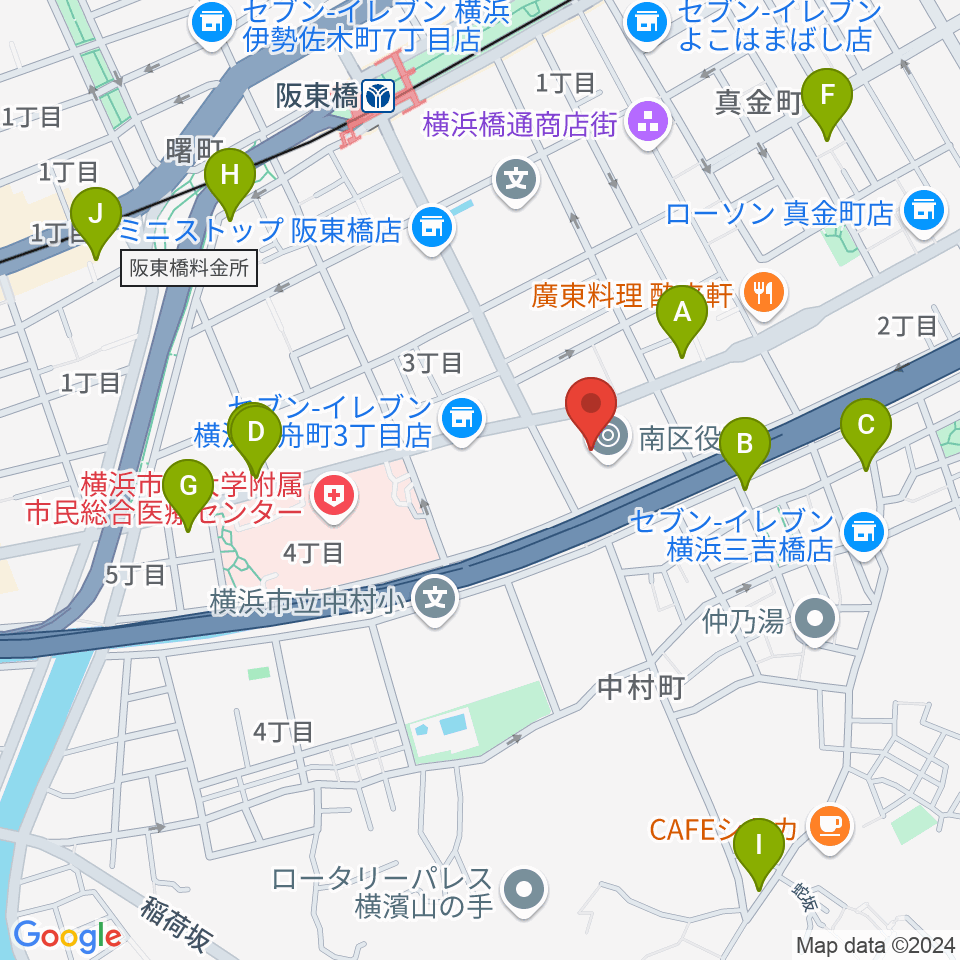 横浜市南公会堂 みなみん周辺のホテル一覧地図