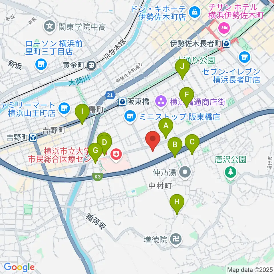 横浜市南公会堂 みなみん周辺のホテル一覧地図