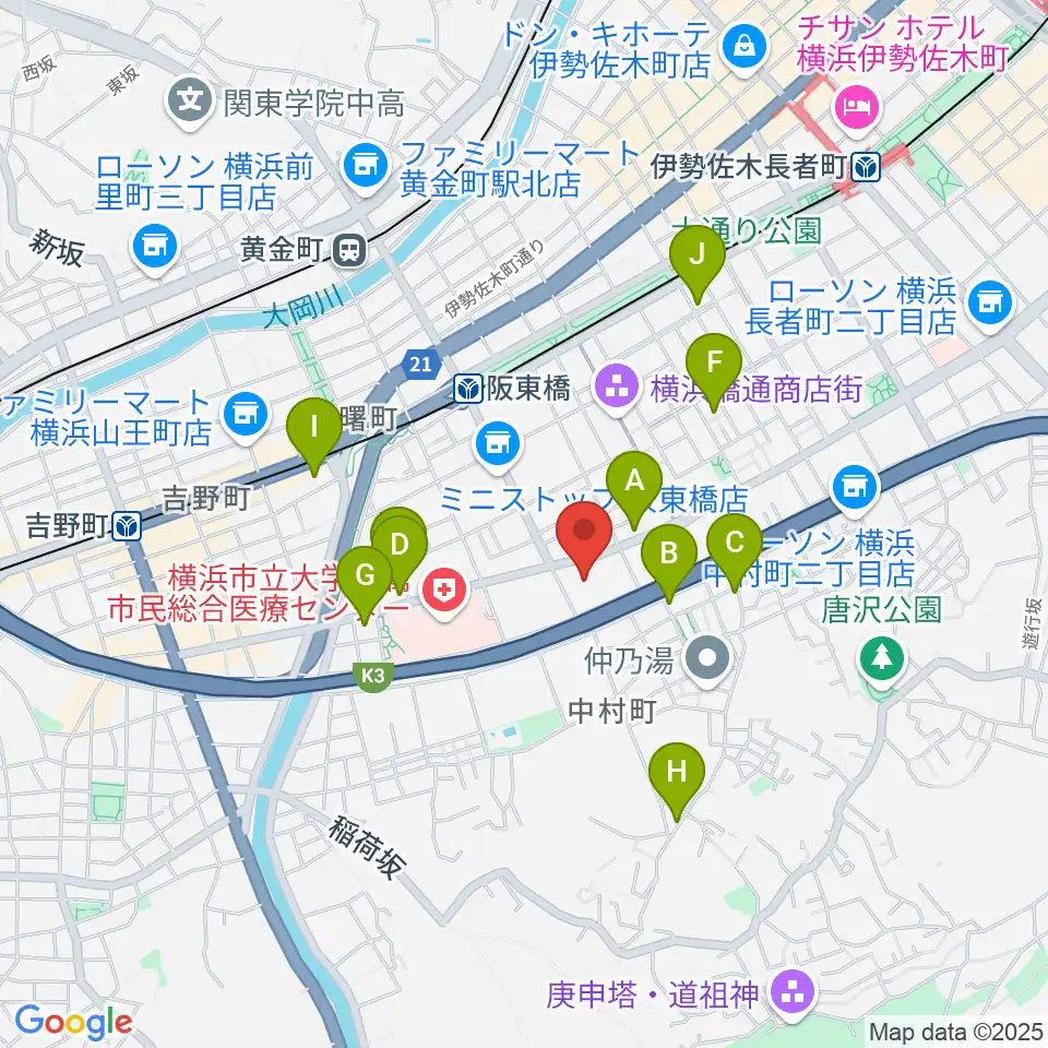 横浜市南公会堂 みなみん周辺のホテル一覧地図