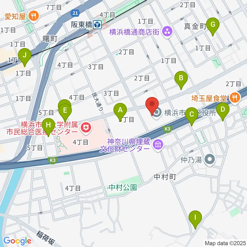 横浜市南公会堂 みなみん周辺のホテル一覧地図