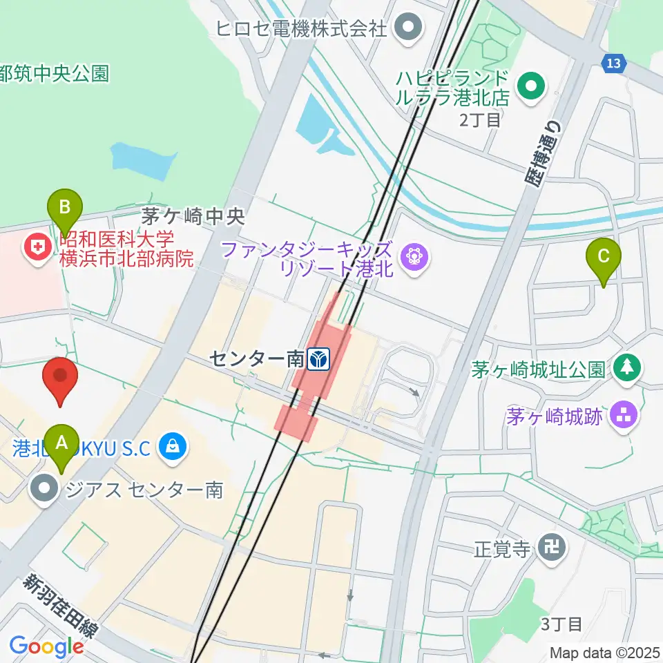 都筑公会堂周辺のホテル一覧地図