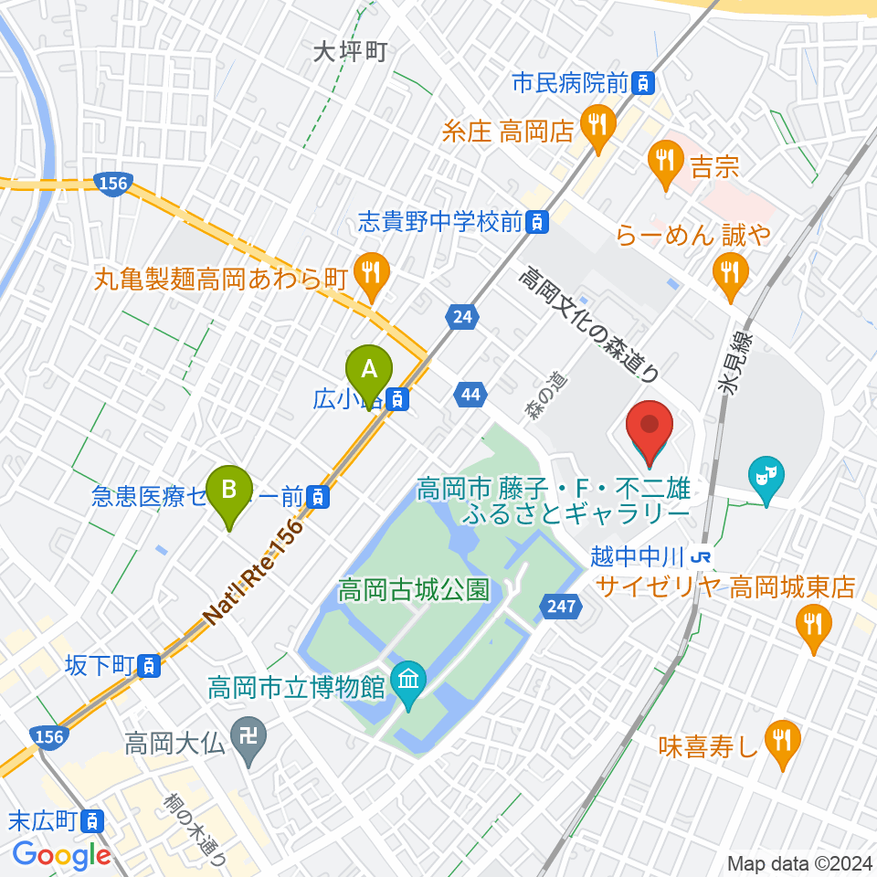 高岡市美術館周辺のホテル一覧地図