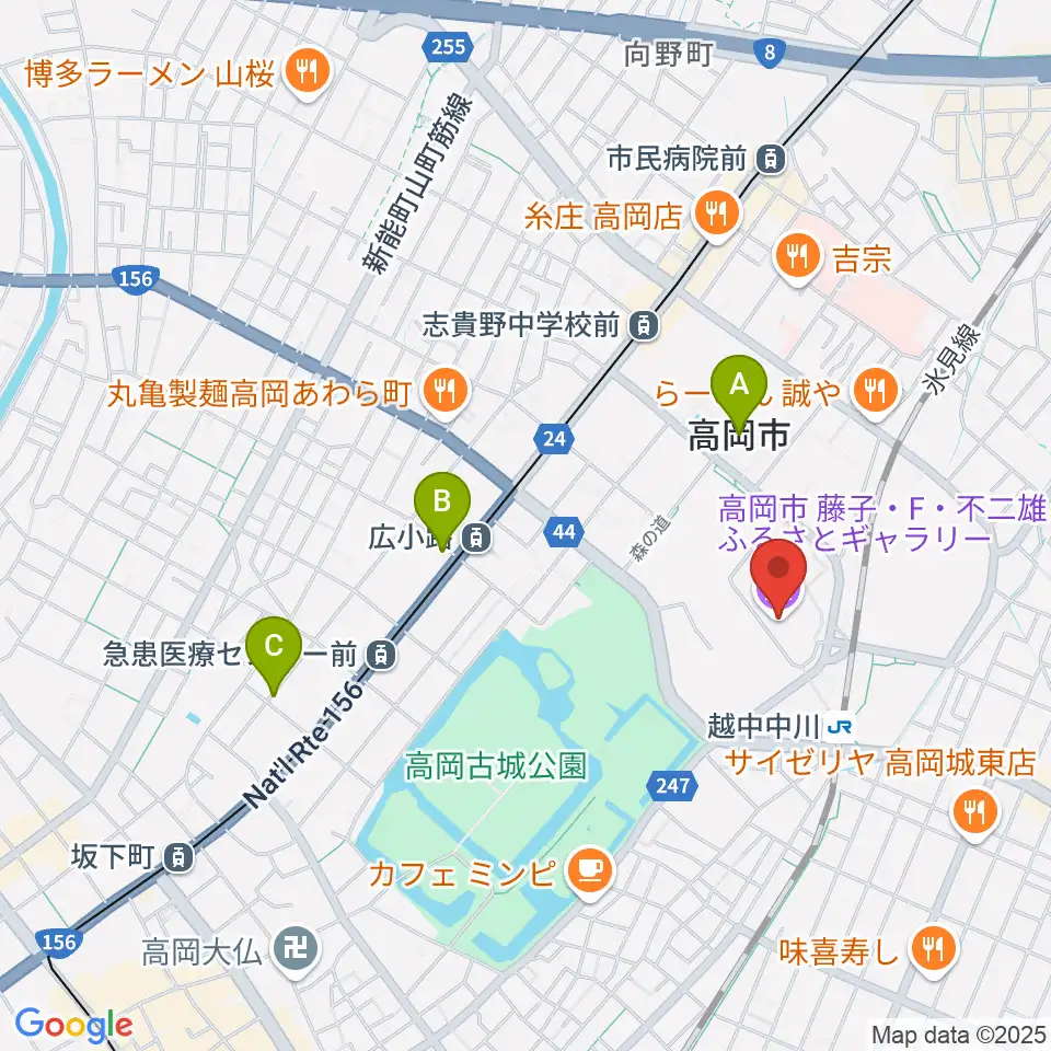 高岡市美術館周辺のホテル一覧地図