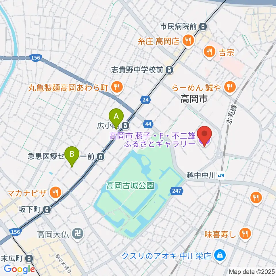 高岡市美術館周辺のホテル一覧地図