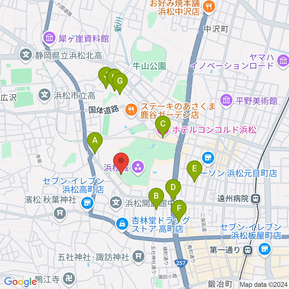 浜松市美術館周辺のホテル一覧地図